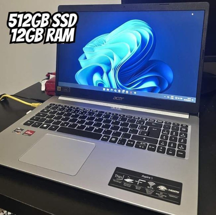 Notebook Acer Aspire5 A515-45-R36L AMD Ryzen7 5700U 12GB RAM (AMD Radeon) 512GB SSD 15.6” LED IPS Full HD Prata Teclado numérico Independente Linux Gutta