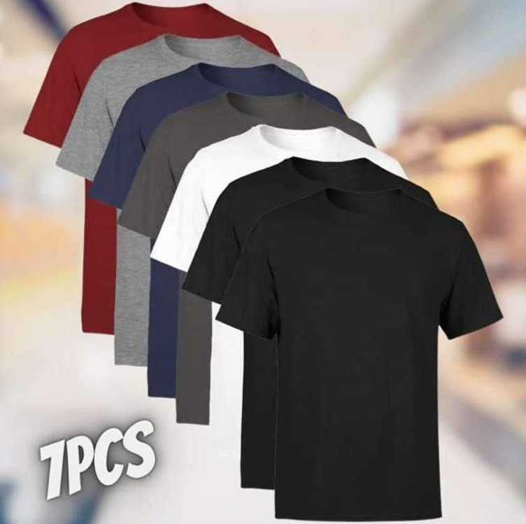 Kit 7 Camisetas Masculina Manga Curta Lisa Algodão Premium