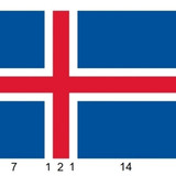 The Icelandic flag with proportions.