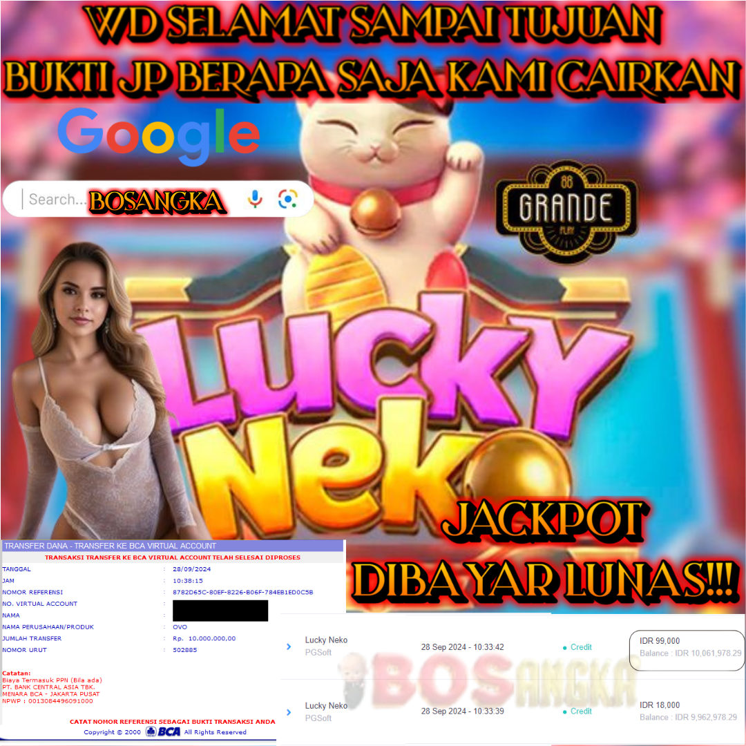 SELAMAT KEPADA ID XXXX JACKPOT PERMAINAN LUCKY NEKO PGSOFT DI WEB BOSANGKA