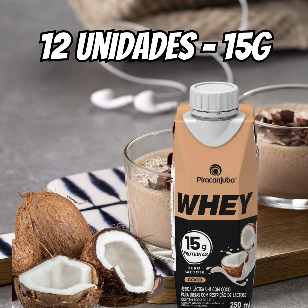 Pack de Whey Zero Lactose Coco 15g Piracanjuba 250ml – 12 Unidades