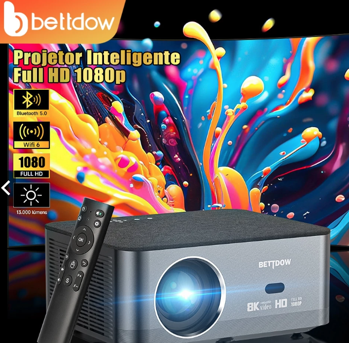 BETTDOW Full HD 1080P Projetor 4K 8K 700ANSI 13000Lumens Android WiFi LED Projetor de filme de vídeo LED Home Theater Cinema Beamer