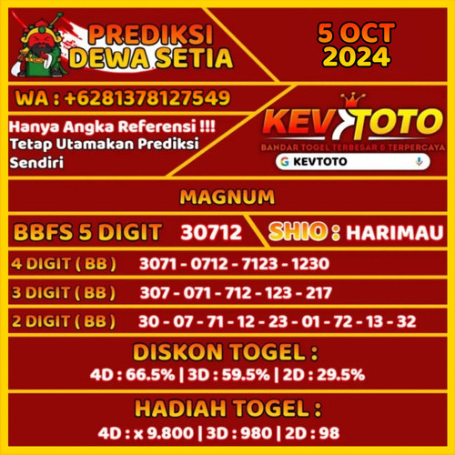 Prediksi Togel Toto 4D Magnum Sabtu 5 Oktober 2024.1