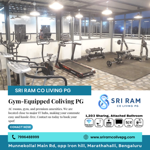 Stay fit at Sri Ram PG Colive with our gym-equipped coliving PG in Marathahalli! WiFi, AC, and more.png