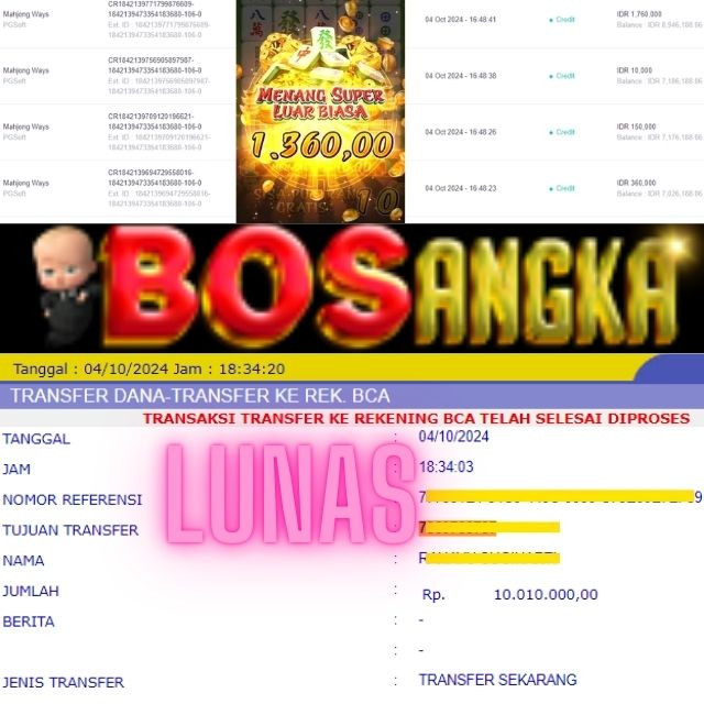 SELAMAT KEPADA ID XXXX JACKPOT PERMAINAN Mahjong Ways2 PGSoft DI WEB BOSANGKA