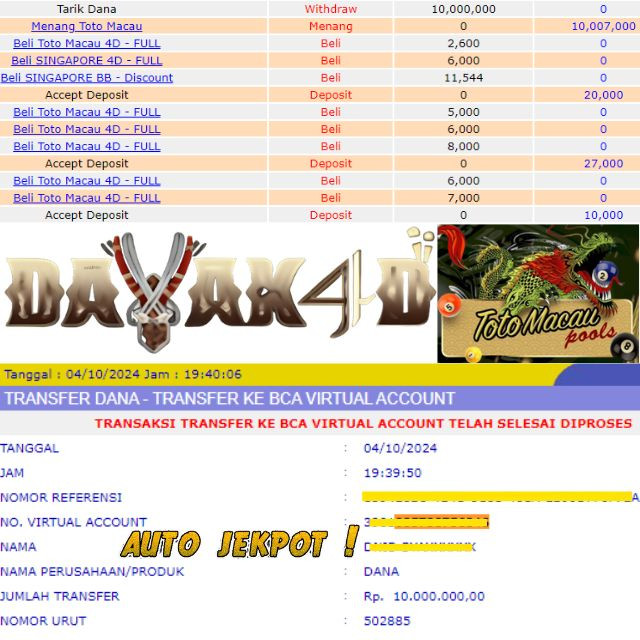 SELAMAT KEPADA ID XXXX JACKPOT POOL TOTOMACAU DI WEB DAYAK4D