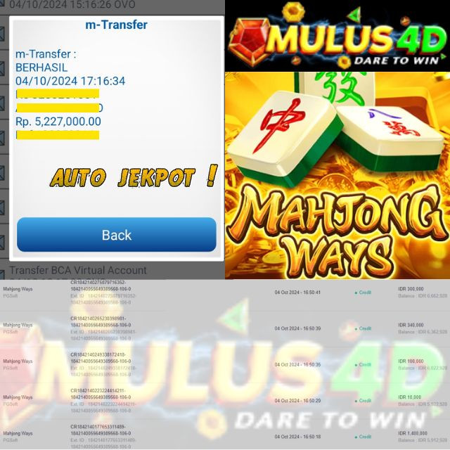 SELAMAT KEPADA ID XXXX JACKPOT PERMAINAN Mahjong Ways2 PGSoft DI WEB MULUS4D