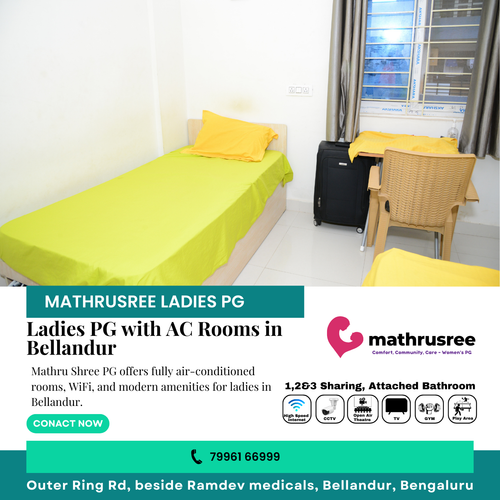 Stay cool and comfortable with AC rooms at Mathru Shree PG in Bellandur!.png