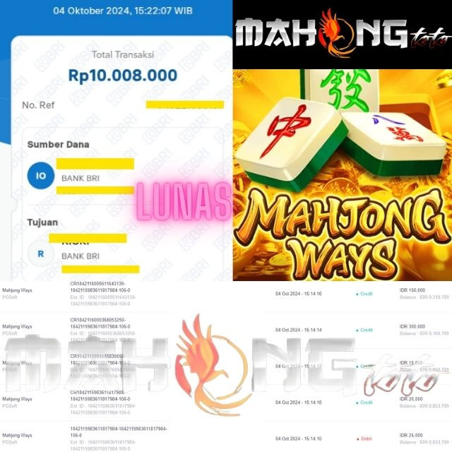SELAMAT KEPADA ID XXXX JACKPOT PERMAINAN Mahjong Ways2 PGSoft DI WEB MAHONGTOTO