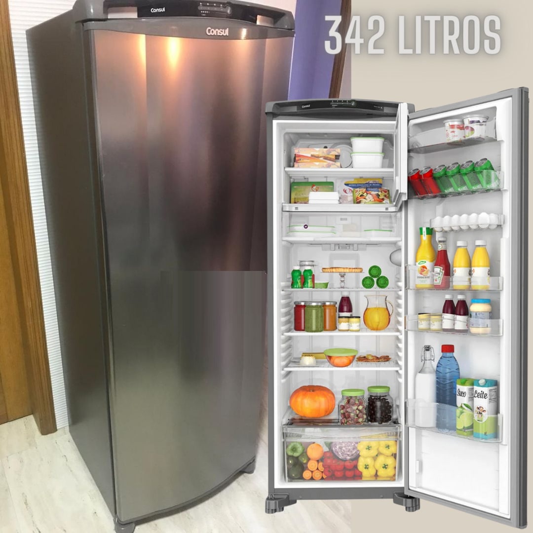 Geladeira Consul Frost Free 342 Litros Cor Inox Com Gavetão