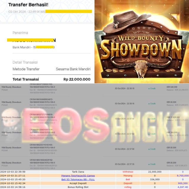 SELAMAT KEPADA ID XXXX JACKPOT POOL TOTOMacau 5D Games & Wild Bounty Showdown PGSoft DI WEB BOSANGKA
