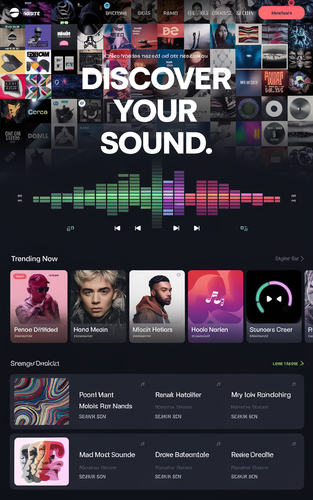 magnificent landing page for a music streaming service dark mode design album artwork mosaic backgro.png