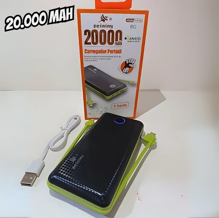 Power Bank 20.000mah Carregador Rápido Com Display Portátil