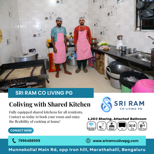 Cook your favorite meals at Sri Ram PG Colive! Shared kitchens, WiFi, AC, and more in Marathahalli..png
