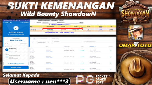 OMANTOTO JACKPOT SLOT WILD BOUNTY SHOWDOWN Rp. 20.009.000