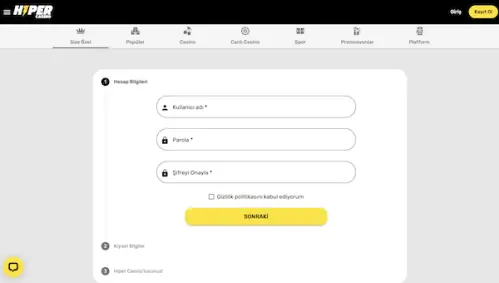 Hipercasino ÜYELİK