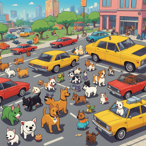 a poster for Grand Theft Auto Bouncy Dog Edition featuring stealing bouncy mobiles in bouncy land an.jpg