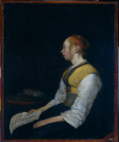 Borch, Gerard ter II Сидящая молодая женщина в костюме крестьянской девушки, наверное Гесина, сводна