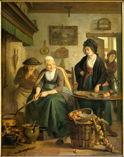 Lelie, Adriaan de Стряпает блины, 1810, 52,5 cm х 42 cm, Дерево, масло