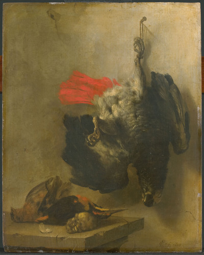 Lelienbergh, Cornelis Натюрморт с попугаем и бекасом, 1655, 47 cm x 37,5 cm, Холст, масло