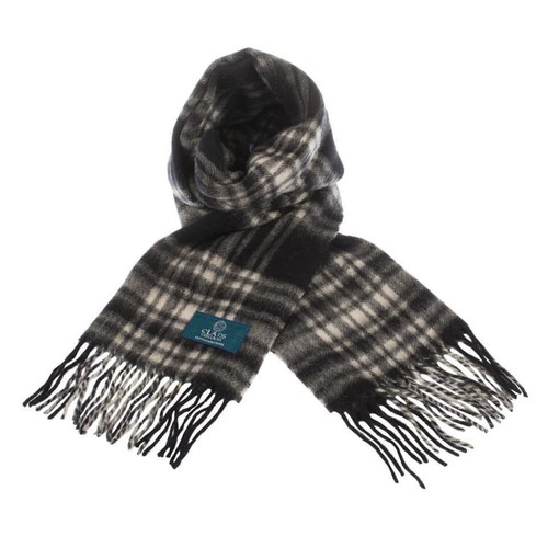 100 pure lambswool scottish scarf 12x60 unisex gift black checkered menzies black 1 2358 p.jpg