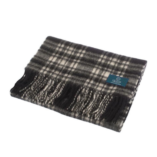 100 pure lambswool scottish scarf 12x60 unisex gift black checkered menzies black 5 2358 p.jpg