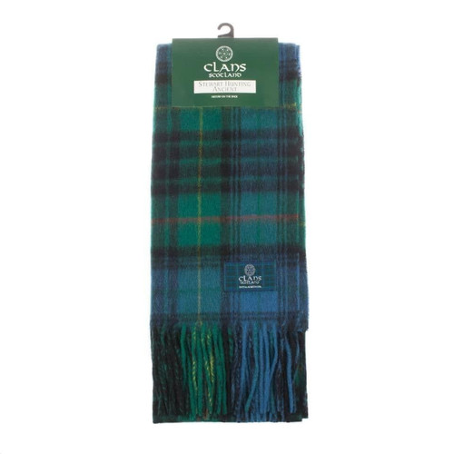 100 pure lambswool scottish scarf 12x60 unisex gift green checkered stewart hunting 5 2387 p.jpg