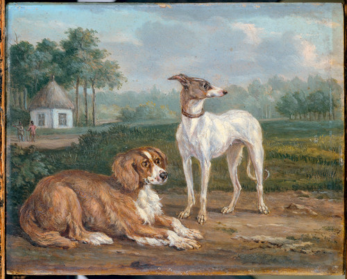 Dasveldt, Jan Две собаки, 1855, 14,5 cm x 18 cm, Дерево, масло