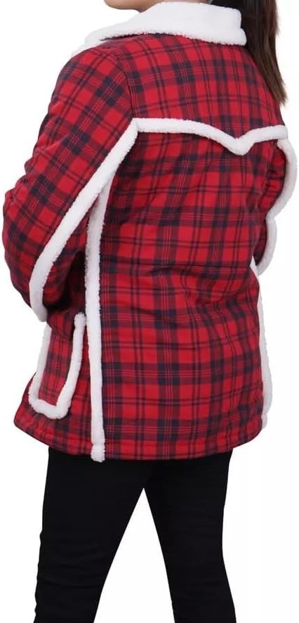 Women Designer Reynolds Ryan Shearling Flannel Jacket Dead Red pool Winter Coat Cotton Movie Wear4.jpg