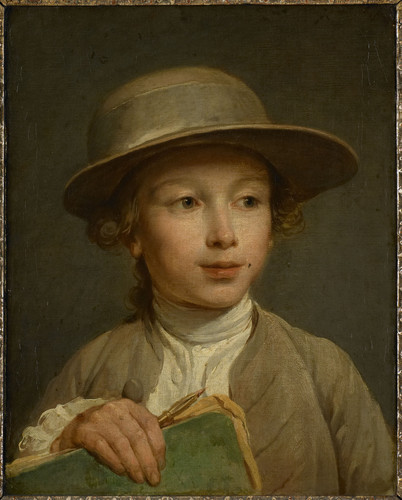 Lepicie, Nicolas Bernard Портрет мальчика с чертежной книгой, 1772, 40 cm х 32 cm, Холст, масло