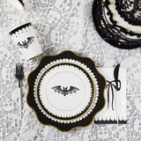 ELEGANT HALLOWEEN DESSERT LACY BAT PLATES BF24HLWN DP BKWT (6)