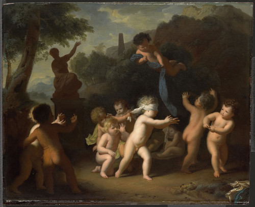 Limborch, Hendrik van Играющие путти, 1720, 27 cm x 34 cm, Дерево, масло