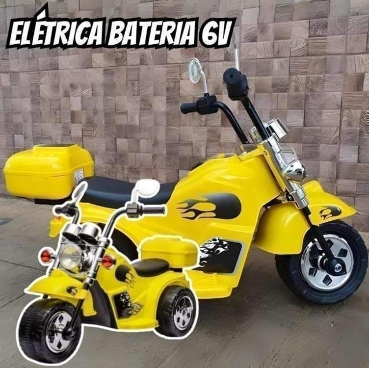 Moto Infantil Elétrica Zippy Toys Harley Bateria 6v Com Retrovisores Som Luz