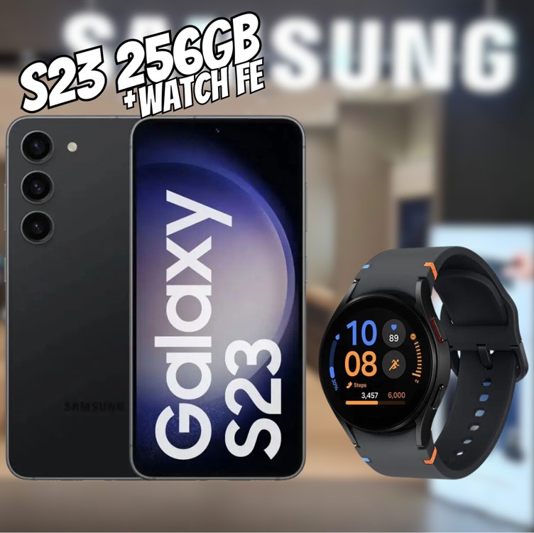 Smartphone Samsung Galaxy S23 256GB + Smartwatch – Watch FE 40mm Preto 16GB Bluetooth