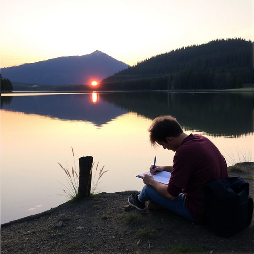 A%20lake%20with%20a%20beautiful%20sunset%20and%20a%20writer%20writing%20by%20the%20side%20of%20the%2.jpg