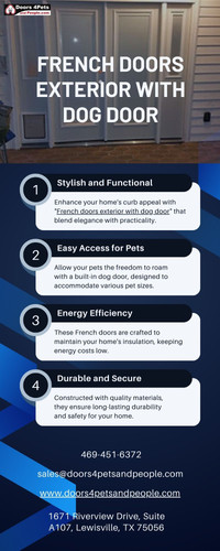 Elegant French Doors Exterior with Dog Door - Doors 4Pets and Peoples.jpg