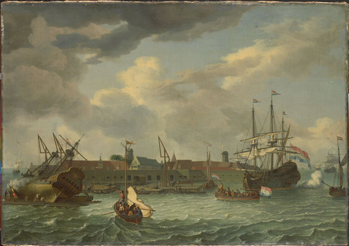 Storck, Abraham (стиль) Остров Волнения в Батавии, 1699, 77 cm х 110 cm, Холст, масло
