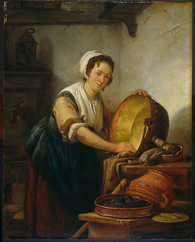 Strij, Abraham van I Женщина моет котёл, 1810, 34 cm х 27 cm, Дерево, масло