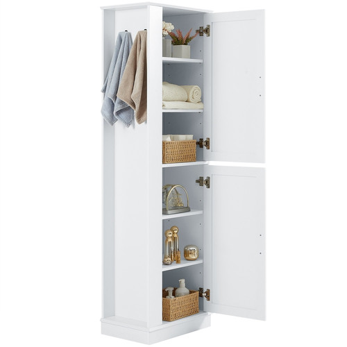 Tall Bathroom Storage Cabinet%2C Freestanding Storage Cabinet with Hook and Adjustable Shelf%2C MDF .jpg