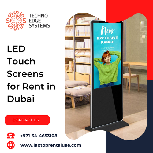 At Techno Edge Systems LLC, we provide Rent LED Touch Screens perfect for events, exhibitions, and more. Our screens are reliable, easy to use, and available at competitive prices. Contact us at 054-4653108 to learn more and rent the best screens in Dubai today! Visit us - https://www.laptoprentaluae.com/touch-screen-rental-dubai/