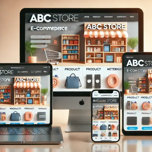 A high quality image showcasing 'E commerce Website for ABC Store'. The image features a sleek, mode.webp
