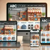 A high quality image showcasing 'E commerce Website for ABC Store'. The image features a sleek, mode