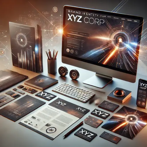 A dynamic visual representation of 'Brand Identity for XYZ Corp', showcasing a modern, professional .webp