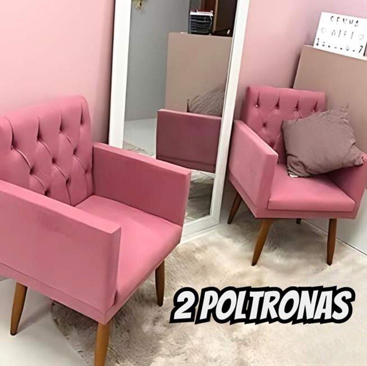 Poltrona MOBLAN Decortaiva para sala de Estar Moderna em Destaque Estofada Poltronas para Sala de Leitura manicure em Tecido Cadeira Individual resistente e Pernas de Madeira