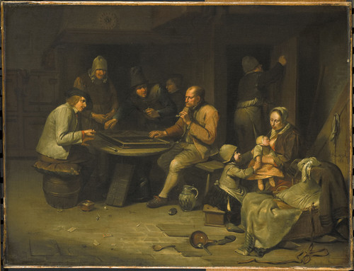 Heemskerck, Egbert van I Игроки в нарды в гостинице, 1669, 40 cm х 53 cm, Холст, масло