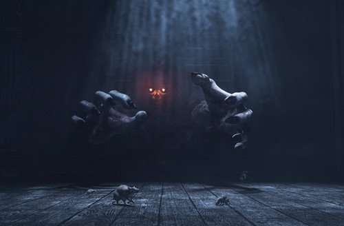 The dwelling,The place has it own devil,Monster in haunted house,3d illustration.jpg