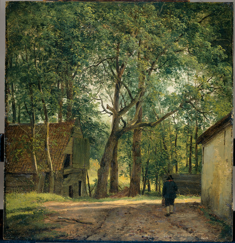Schelfhout, Andreas Двор фермы, 1830, 29 cm х 28 cm, Бумага на панели, масло