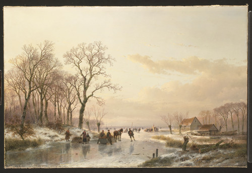Schelfhout, Andreas Замерзшая река Маас, 1867, 70 cm х 107 cm, Холст, масло