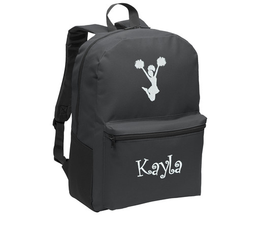 kids backpack bg203 personalized charcoal cheerleader.jpg