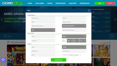 CasinoSlot Yeni Üyelik